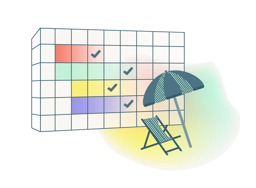 A colorful checklist with a sun umbrella on it.