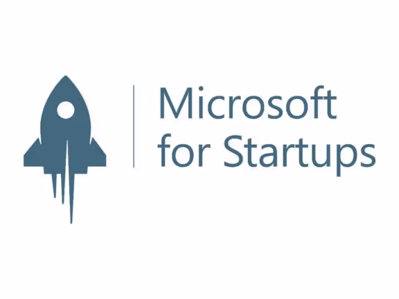 A rocket logo for Microsoft for Startups.