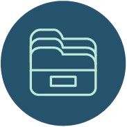 A blue circle with a folder icon in it.
