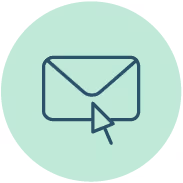 A blue circle with a green background and a blue arrow pointing to the inside.