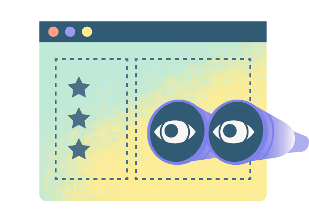 A cartoon of two eyes with stars around them.