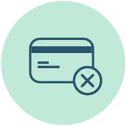 A green circle with a credit card icon in it.
