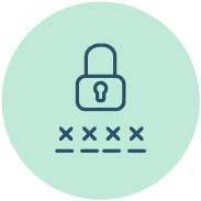 A green circle with a lock on it.