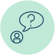 A green circle with a question mark in it.