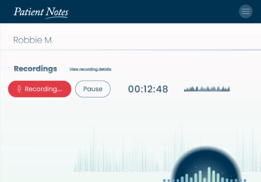 A screen with a red button that says "Recordings" on it.