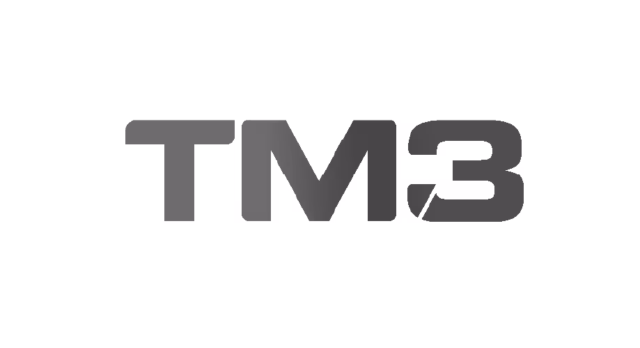 The TM3 logo in grey.