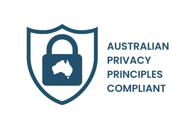 A blue and white logo for Australian Privacy Principles.