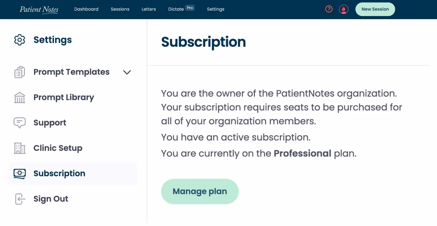 A screen shot of a website that shows a subscription page.